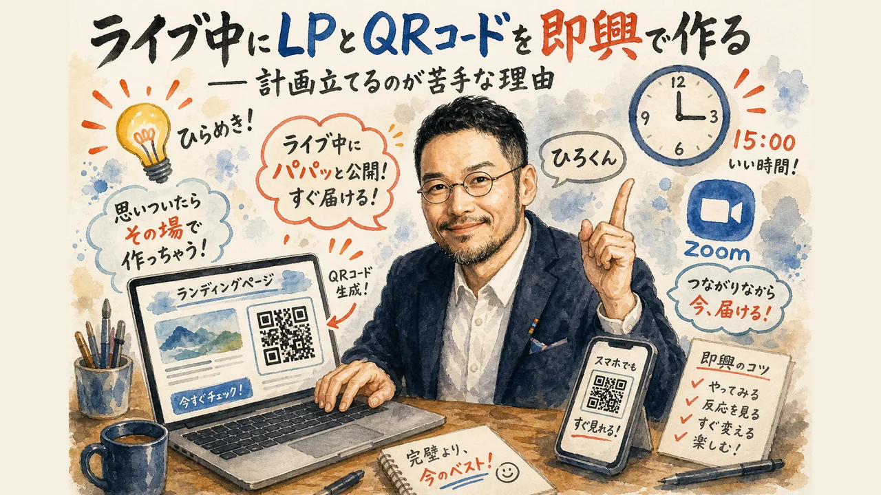 ライブ中にLPとQRコードを即興で作る様子