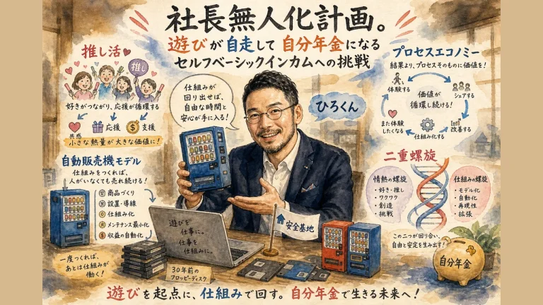 社長無人化計画の全体図解｜遊びが自走して自分年金になる