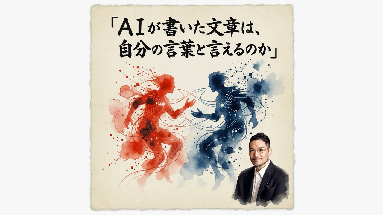 AIが書いた文章は自分の言葉と言えるのかを討論するアイキャッチ