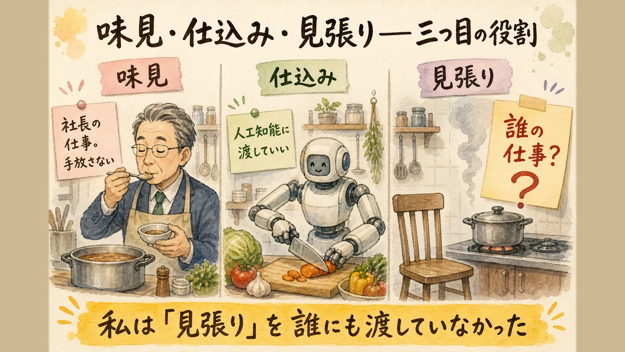味見は社長の仕事、仕込みはAIに渡していい。では見張りは誰の仕事？——私は見張りを誰にも渡していなかった