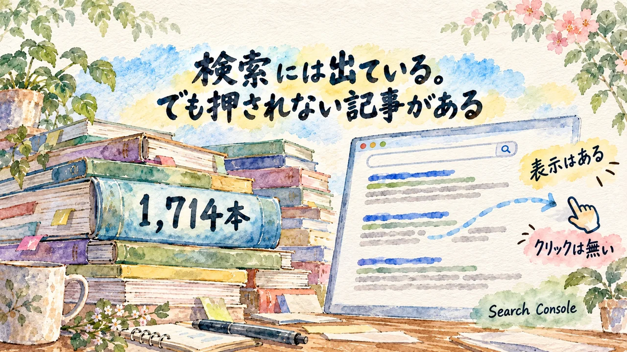 検索には出ている。でも押されない記事が、1,714本の中にある
