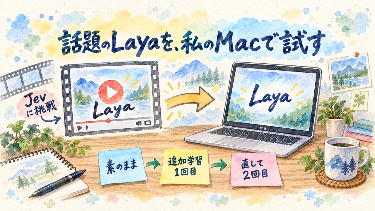 動画で話題のLayaを、Jevの代わりに私のMacで試した（素のまま→追加学習1回目→直して2回目）