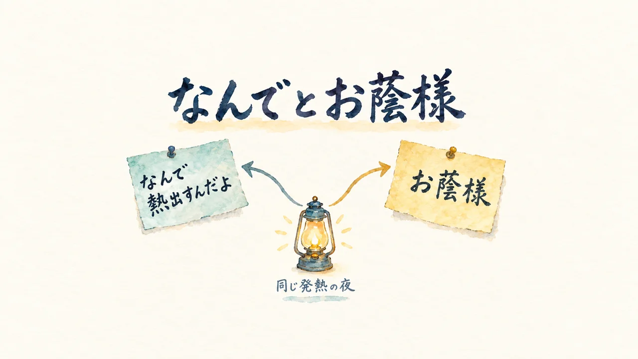 同じ発熱の夜、なんでとお蔭様の二つの捉え方の図解