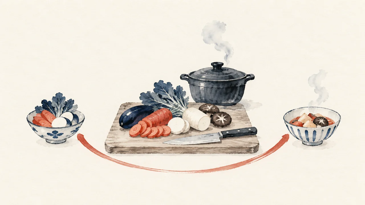 料理が好きで作ると喜んでくれることを表す、まな板と鍋の図解