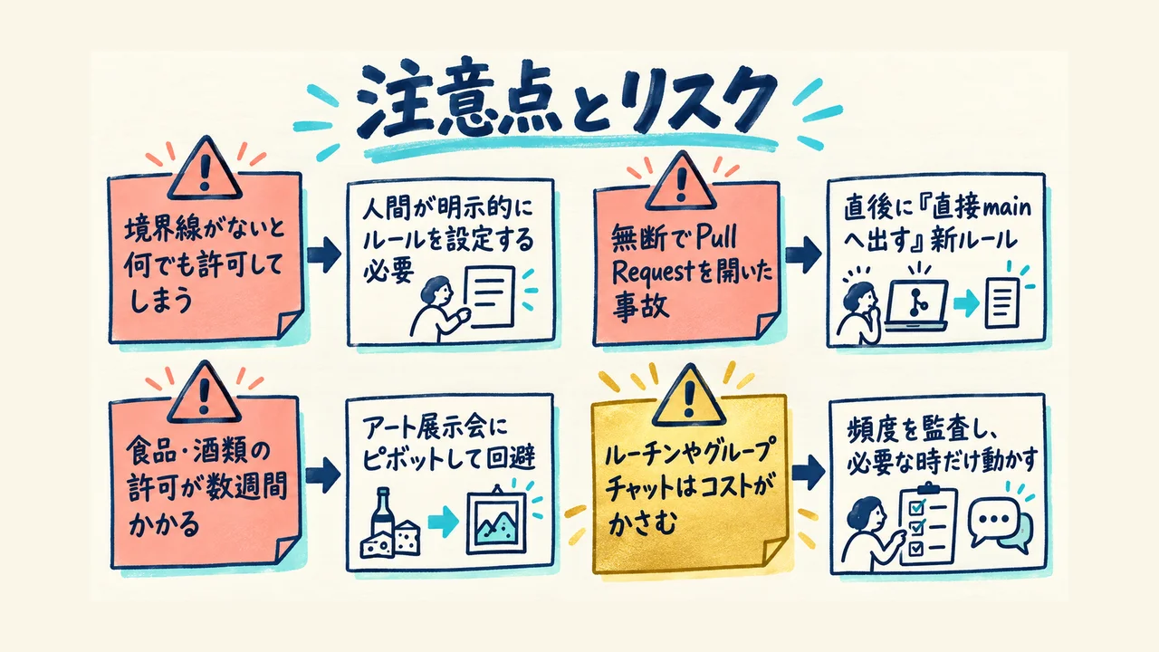 注意点とリスク。無断PRと許認可の壁