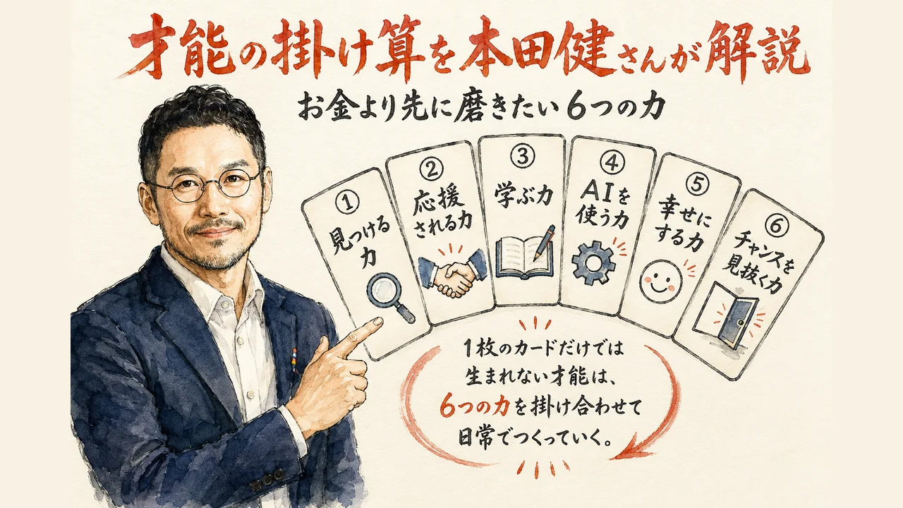 才能の掛け算を本田健さんが解説。お金より先に磨きたい6つの力