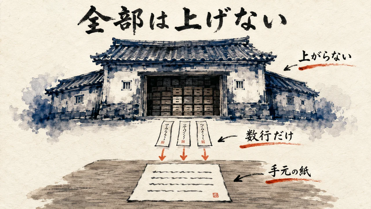 倉庫は上がらない。必要な数行だけ