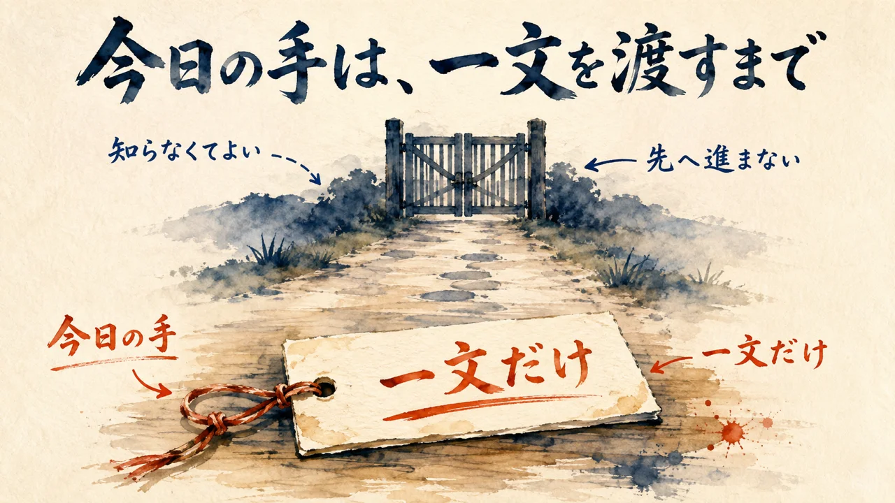 今日の手は一文を渡すまで