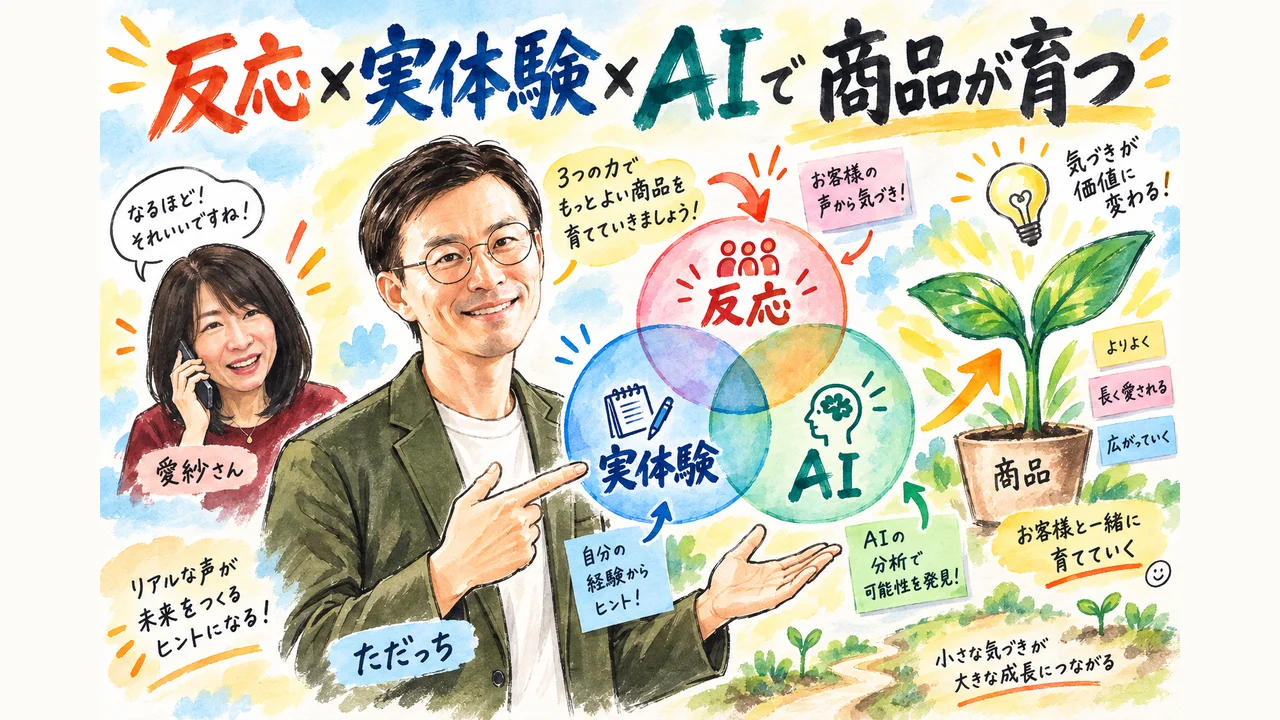 お客様の反応×自分の実体験×AIの分析力で売れる商品に育つ 図解