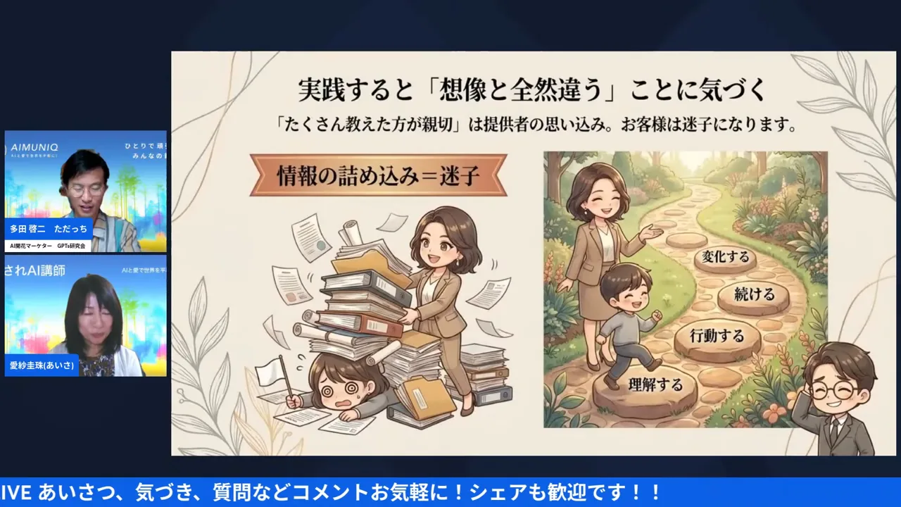 スライド「たった一人から始める」配信画面（19:37〜）