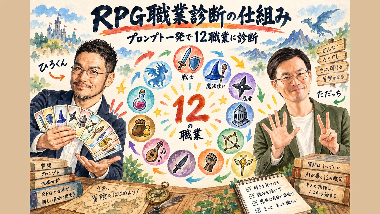 RPG職業診断の仕組み プロンプト一発で戦士 魔法使いなど12職業に診断