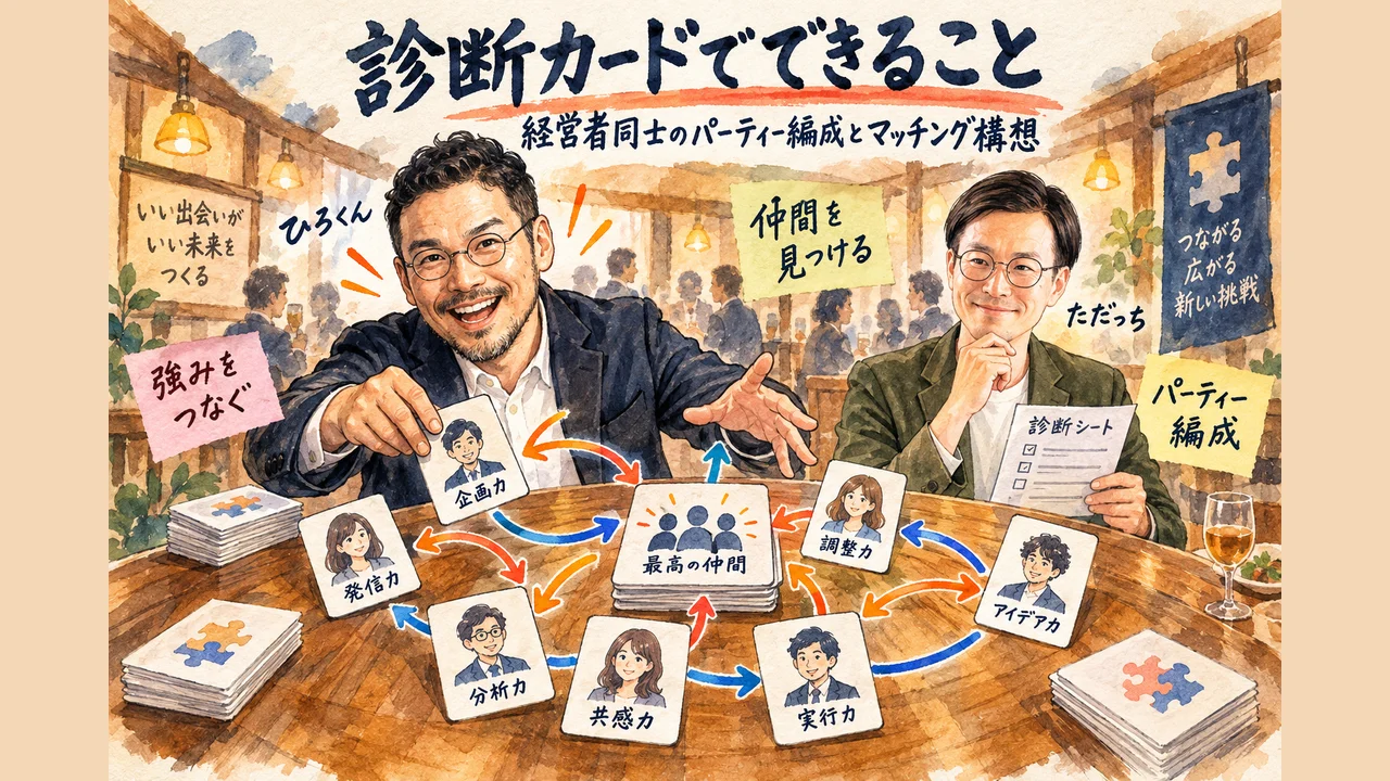 診断カードでできること 経営者同士のパーティー編成とマッチング構想