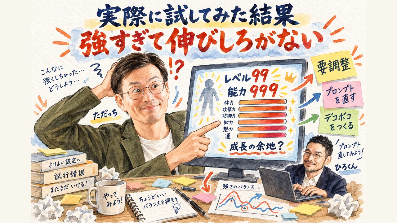 実際に試してみた結果 ステータスが強すぎて伸びしろがない問題