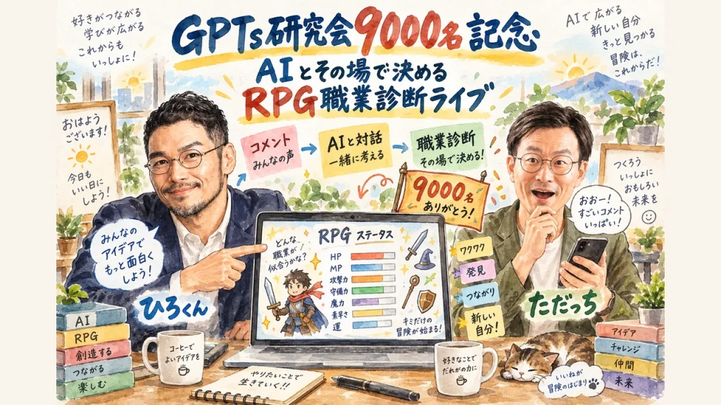 GPTs研究会9000名記念｜AIとその場で決めるRPG職業診断ライブ 全体図