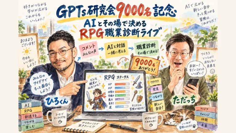 GPTs研究会9000名記念｜AIとその場で決めるRPG職業診断ライブ 全体図
