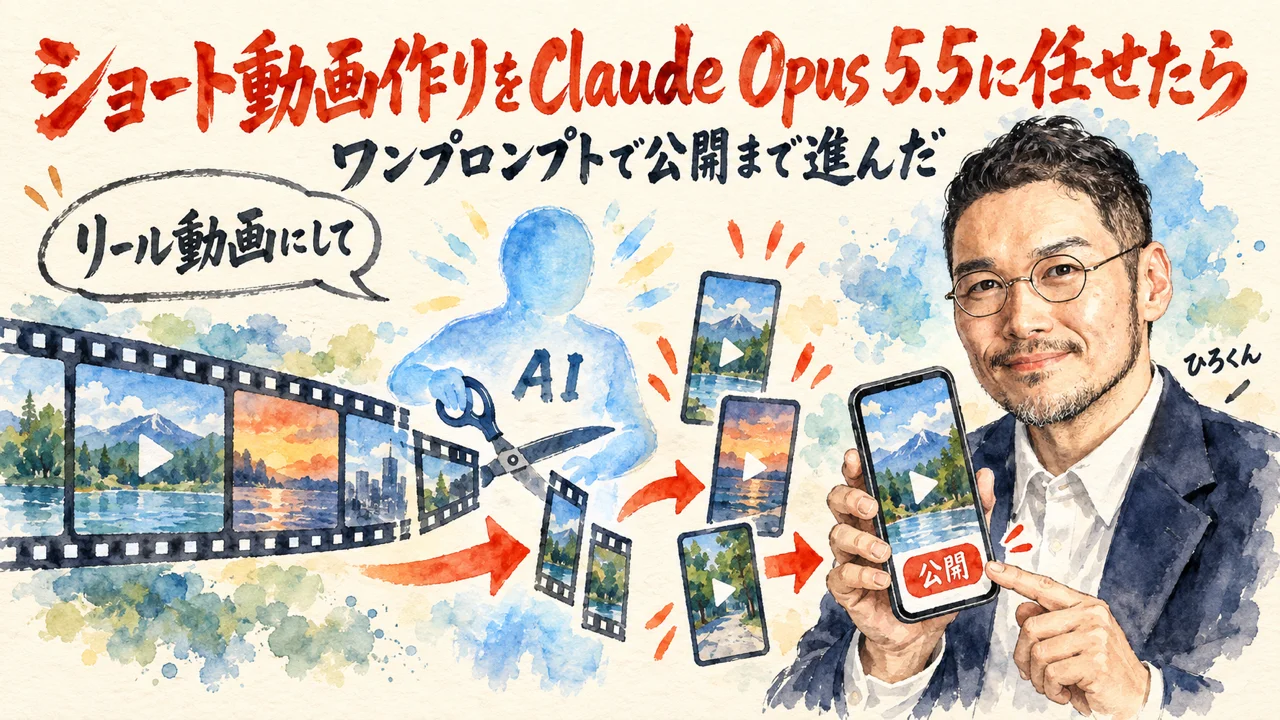 ショート動画をOpus 5.5がワンプロンプトで公開までの図解