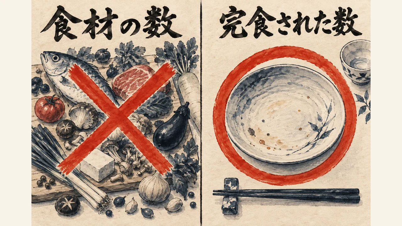 料理人の腕は使った食材の数ではなく、完食された数で測る