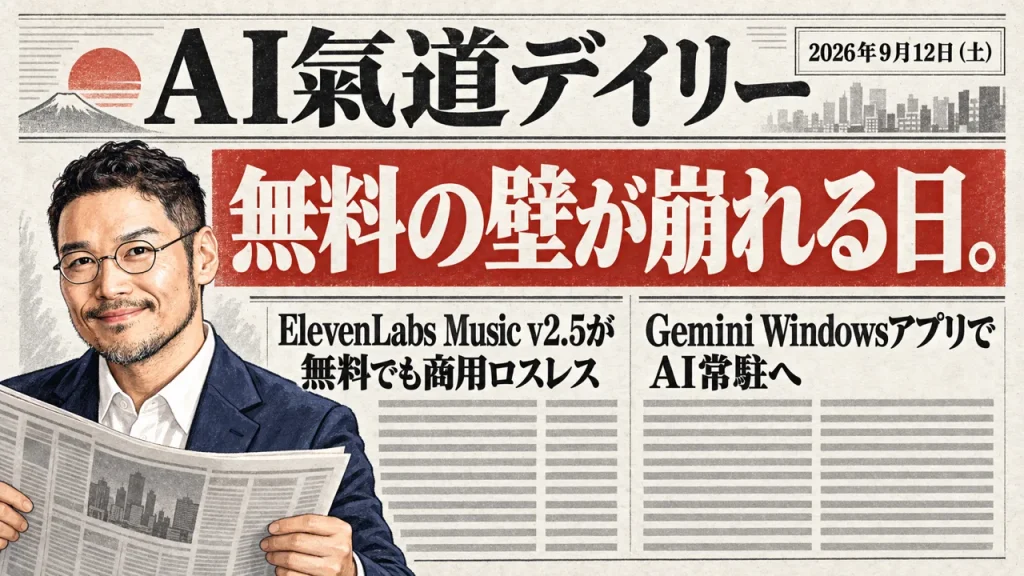 AI氣道デイリー 新聞風アイキャッチ 2026年9月12日