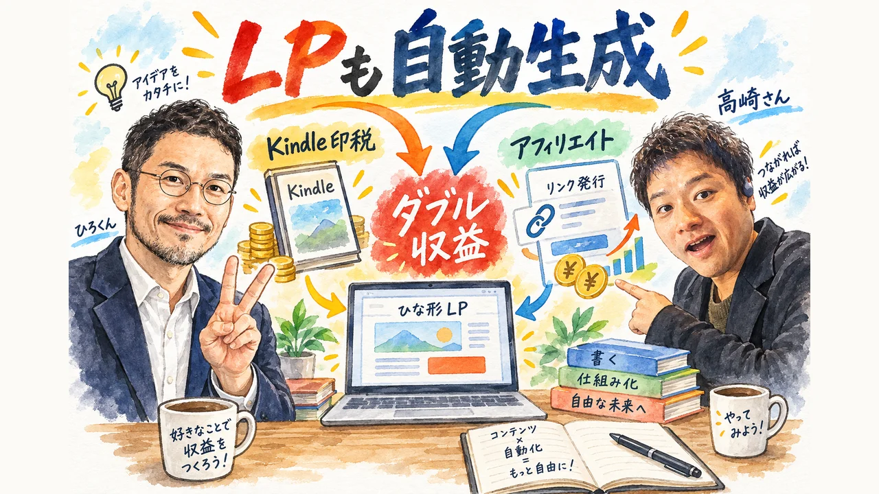 LPも自動生成。Kindleとアフィリエイトのダブル収益テクニック（図解）