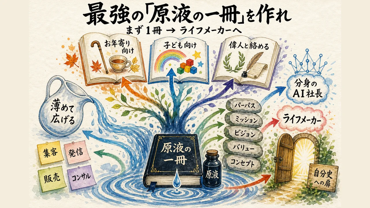 最強の「カルピス原液の一冊」を作っておく——コンサルは「まず1冊」、その先の「ライフメーカー」（図解）