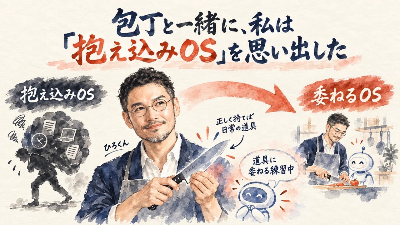 ひろくんコラム図解——包丁と抱え込みOSから委ねるOSへ