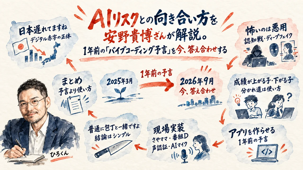 AIリスクとの向き合い方を安野貴博さんが解説——記事全体図解
