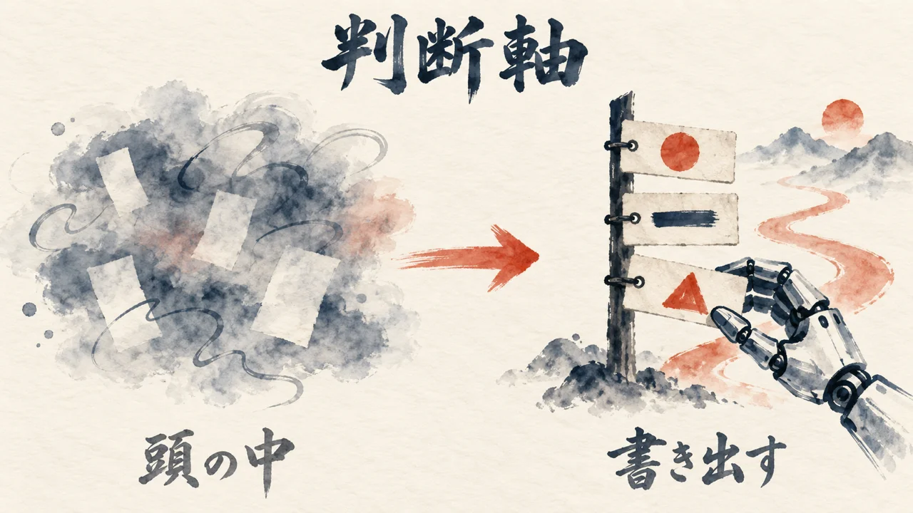 頭の中の判断軸を書き出してAIに渡す図解