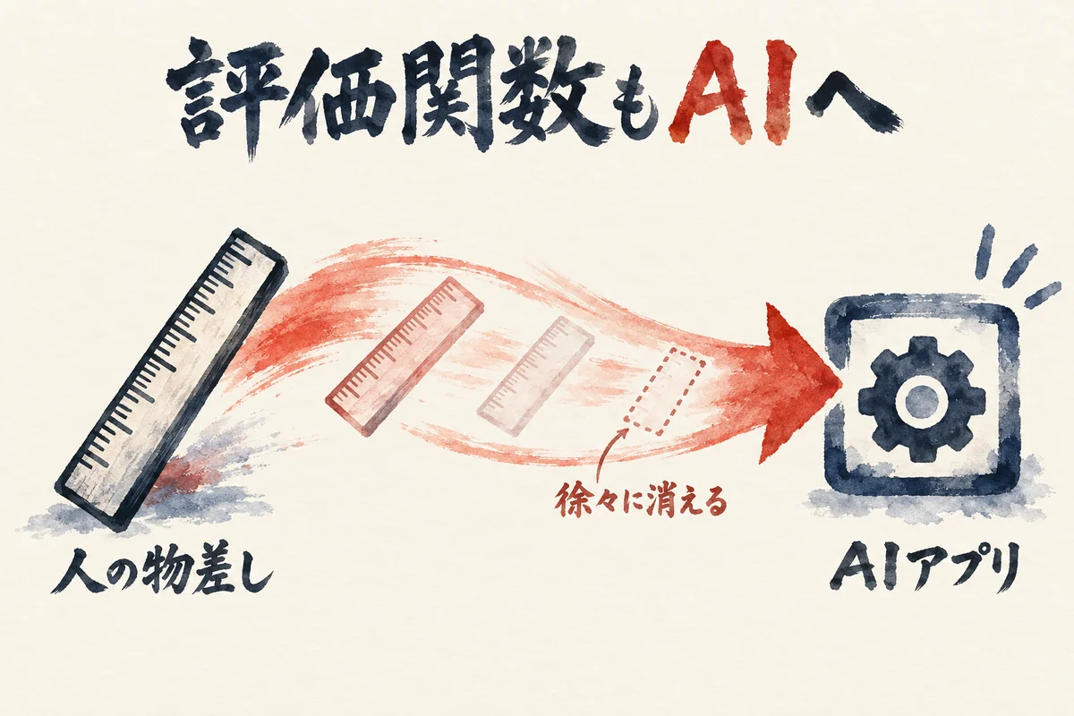 評価関数も人の物差しから徐々にAIアプリへ消えていく図解