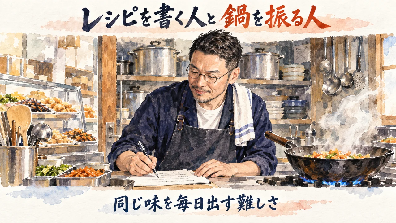 レシピを書く人と鍋を振る人｜ひろくんコラム図解