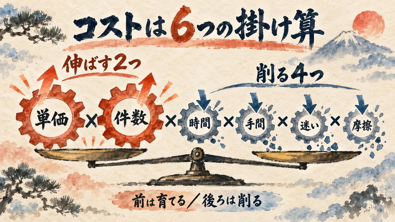 コストは6つの掛け算。伸ばす2つと削る4つ