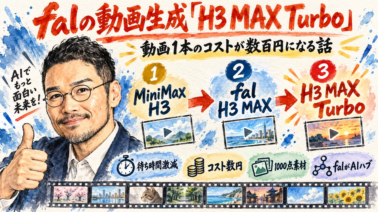 falのH3 MAX Turboで動画生成の費用と時間が下がる話の解説図