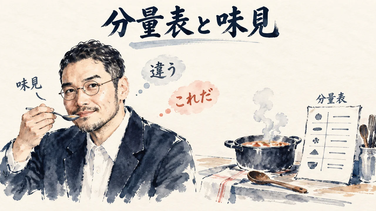 料理に例えると、基準文は分量表。ひろくんの味見のコラム図解