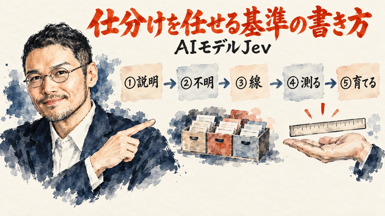 Jevに渡す分類基準と不明の選択肢を整理する図解