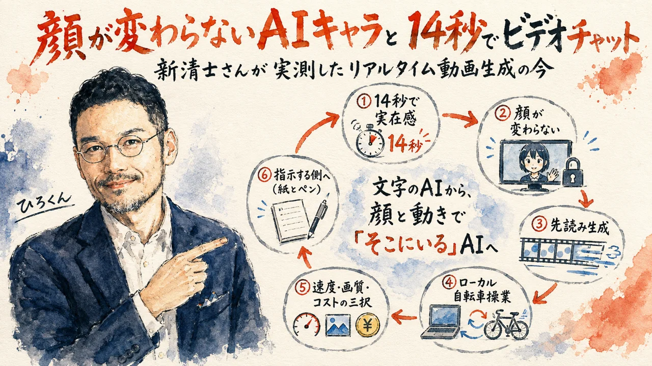MiniMax H3で顔が変わらないAIキャラと14秒でビデオチャット——全体図（アイキャッチ）