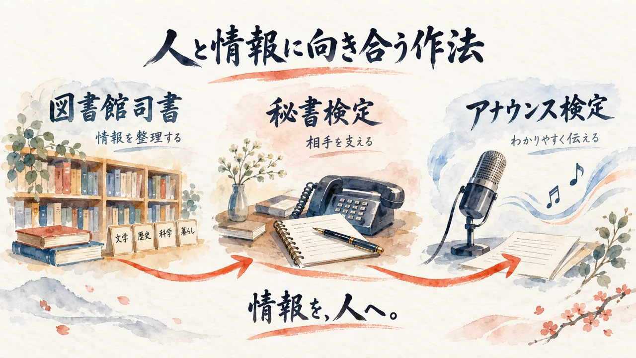 図書館司書・秘書検定・アナウンス検定。人と情報に向き合う仕事の作法を知る資格