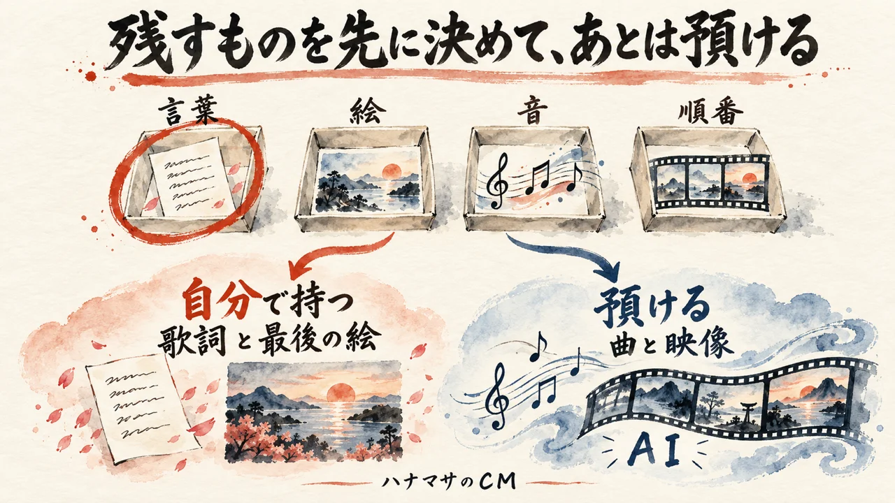 「全部を1つのAIにやらせようとした事例は19本の中に無かった」。残すものを先に決めて、あとは預ける