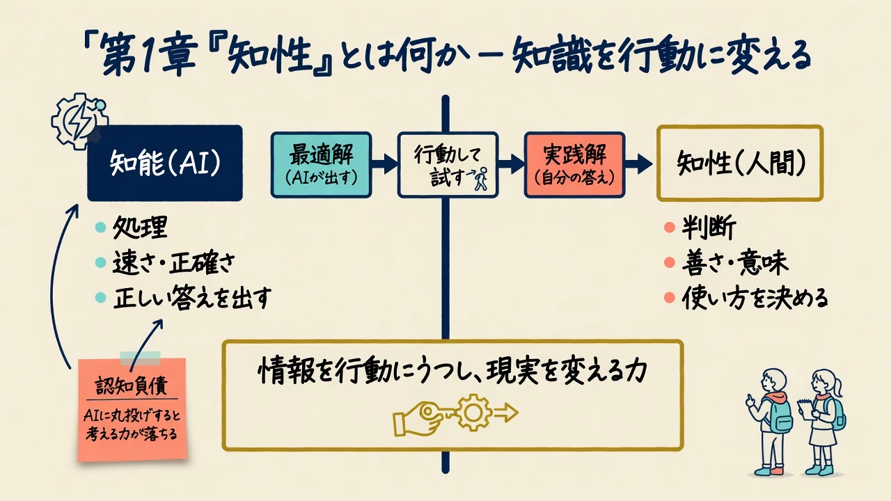 知能と知性の違いを示した図解
