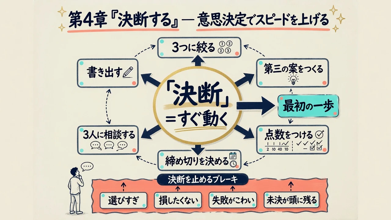 意思決定のスピードを上げる技術を示した図解