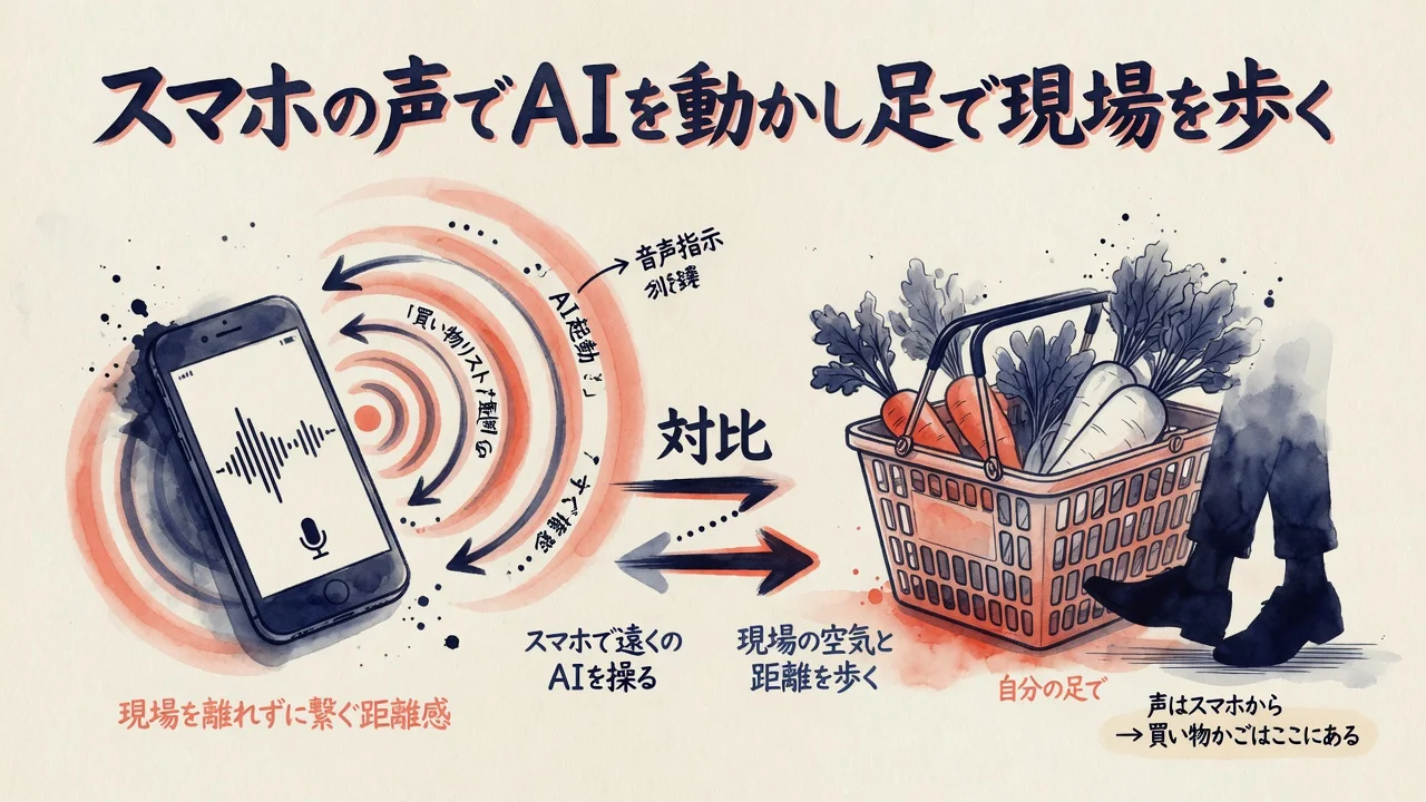 スマホの声でAIを動かし足で現場を歩く図解