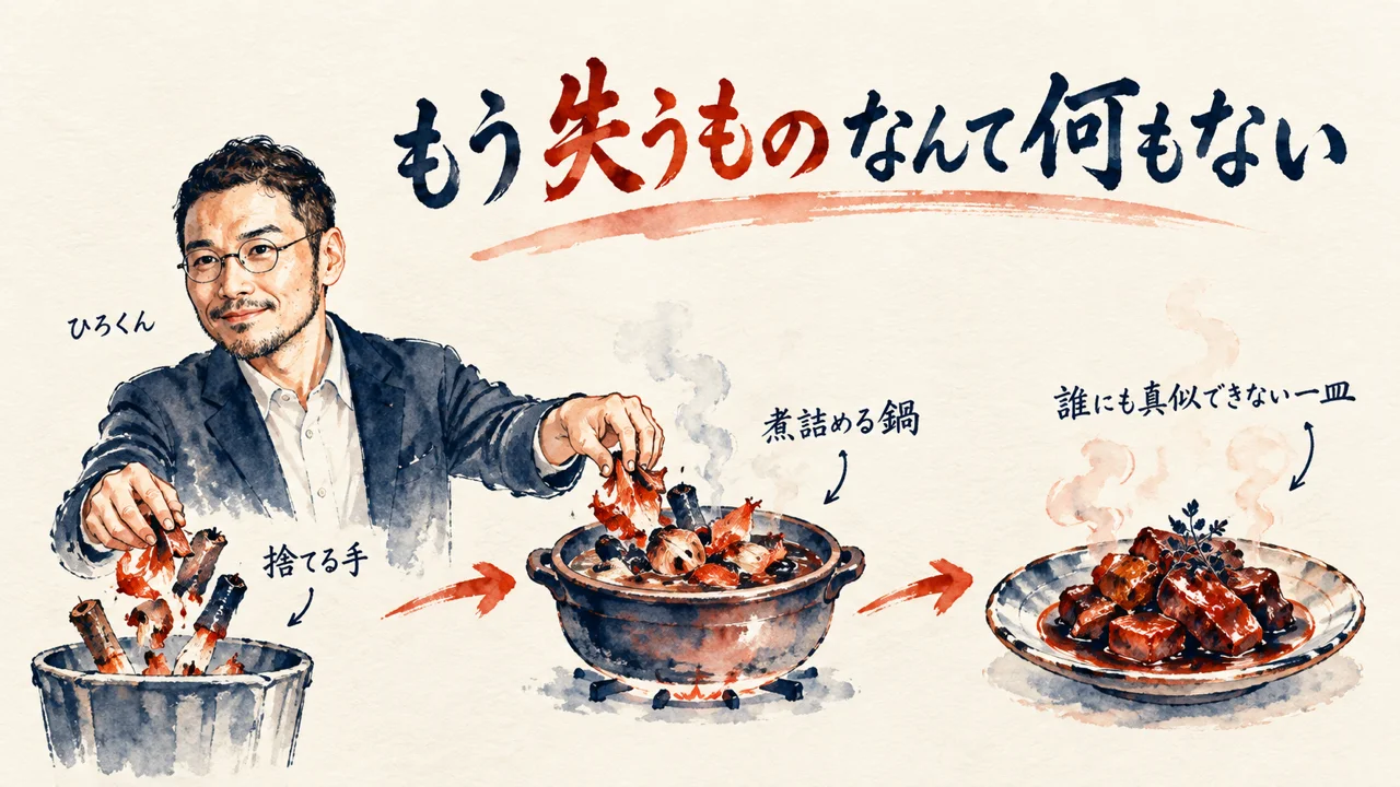 失敗した食材を捨てずに煮詰めて一皿にするコラム図解