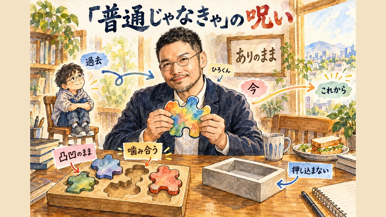 「普通じゃなきゃ」の呪いと、凸凹のまま噛み合う世界 ひろくんコラムグラレコ