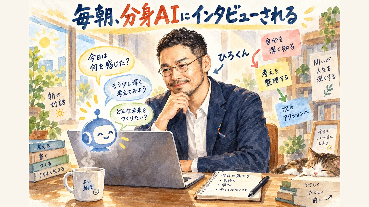 ひろくんコラム 分身AIに毎朝インタビューされている図解