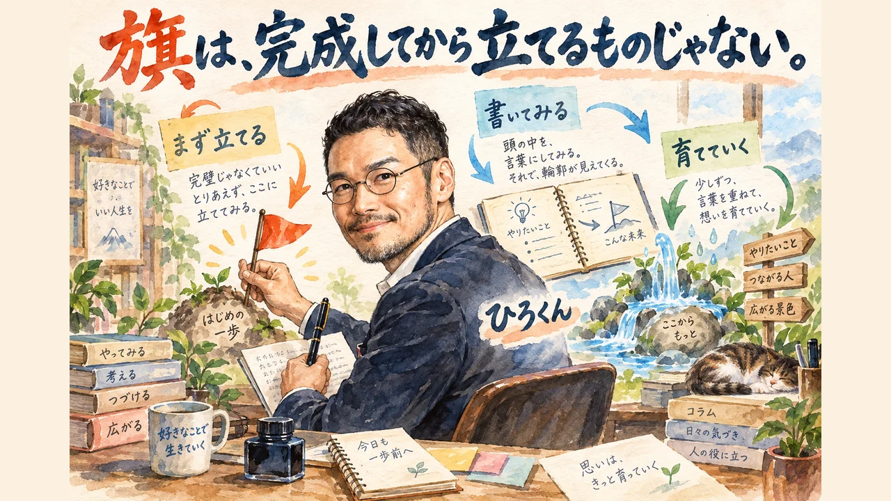 旗は完成してから立てるものじゃないというひろくんコラムの図解
