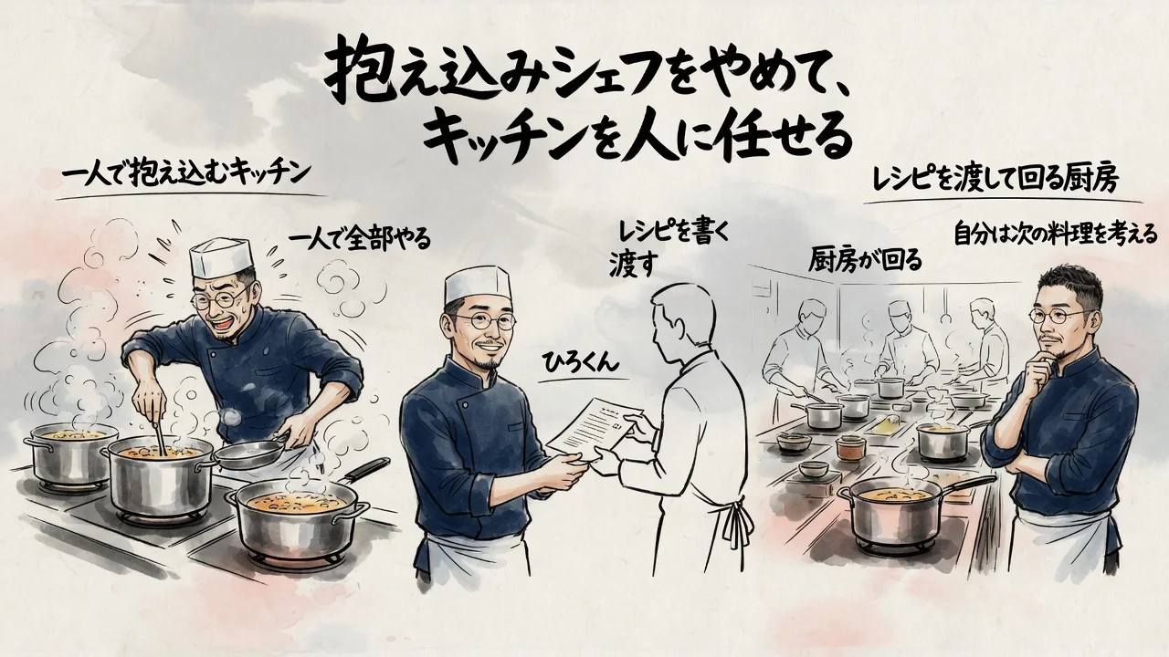抱え込みシェフからキッチンを人に任せるまでの図解