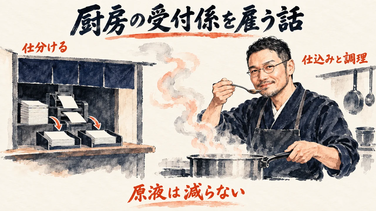 厨房の受付係を雇う話の図解