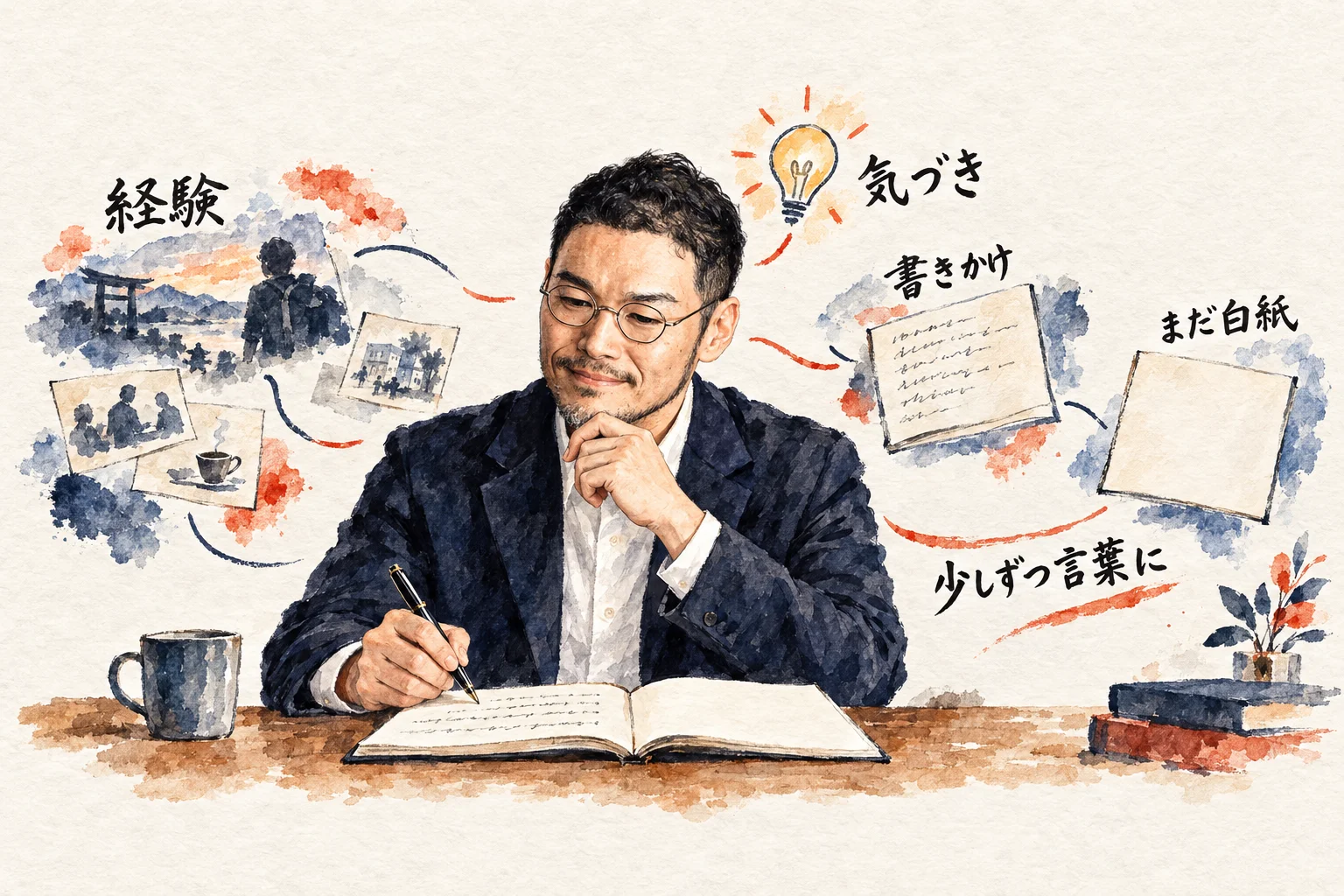 コラム図解：経験を少しずつ言葉にして書き足すひろくん