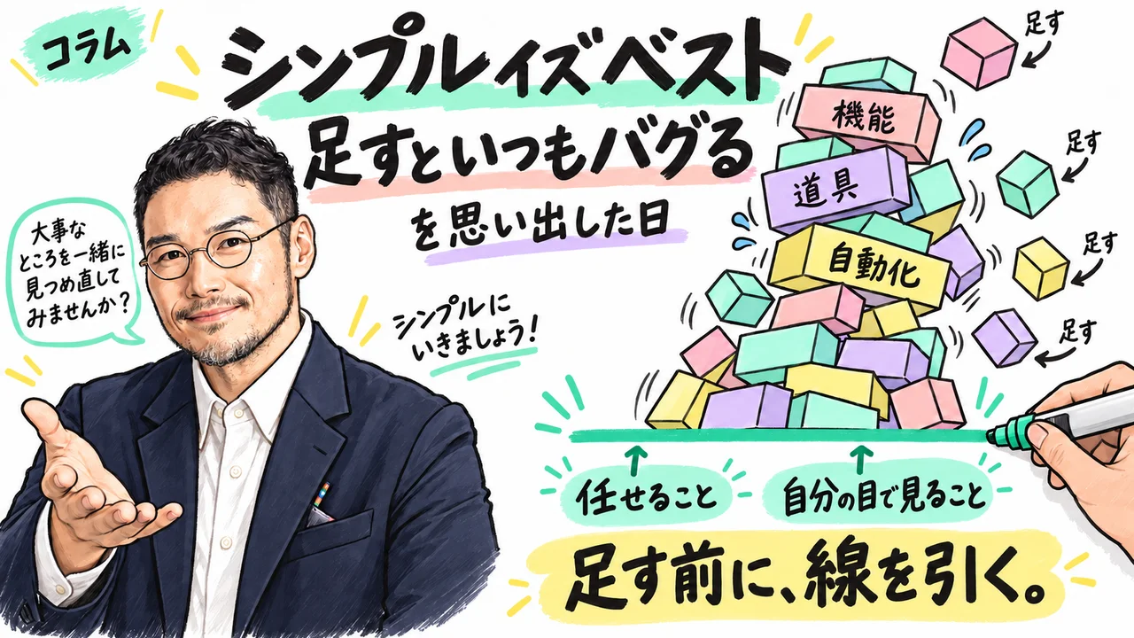ひろくんコラム図解 シンプルイズベスト足すといつもバグる