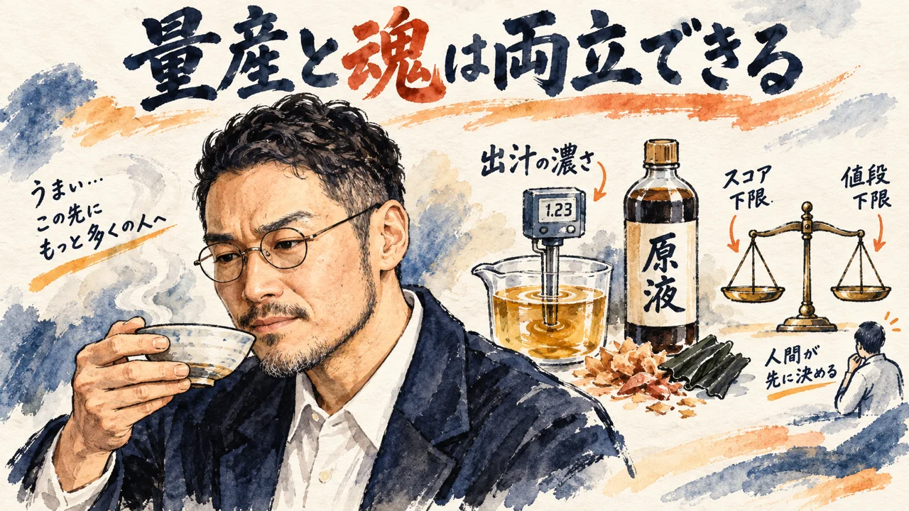 ひろくんコラム図解——出汁がない料理を量産しないために、スコアと値段で下限を決める