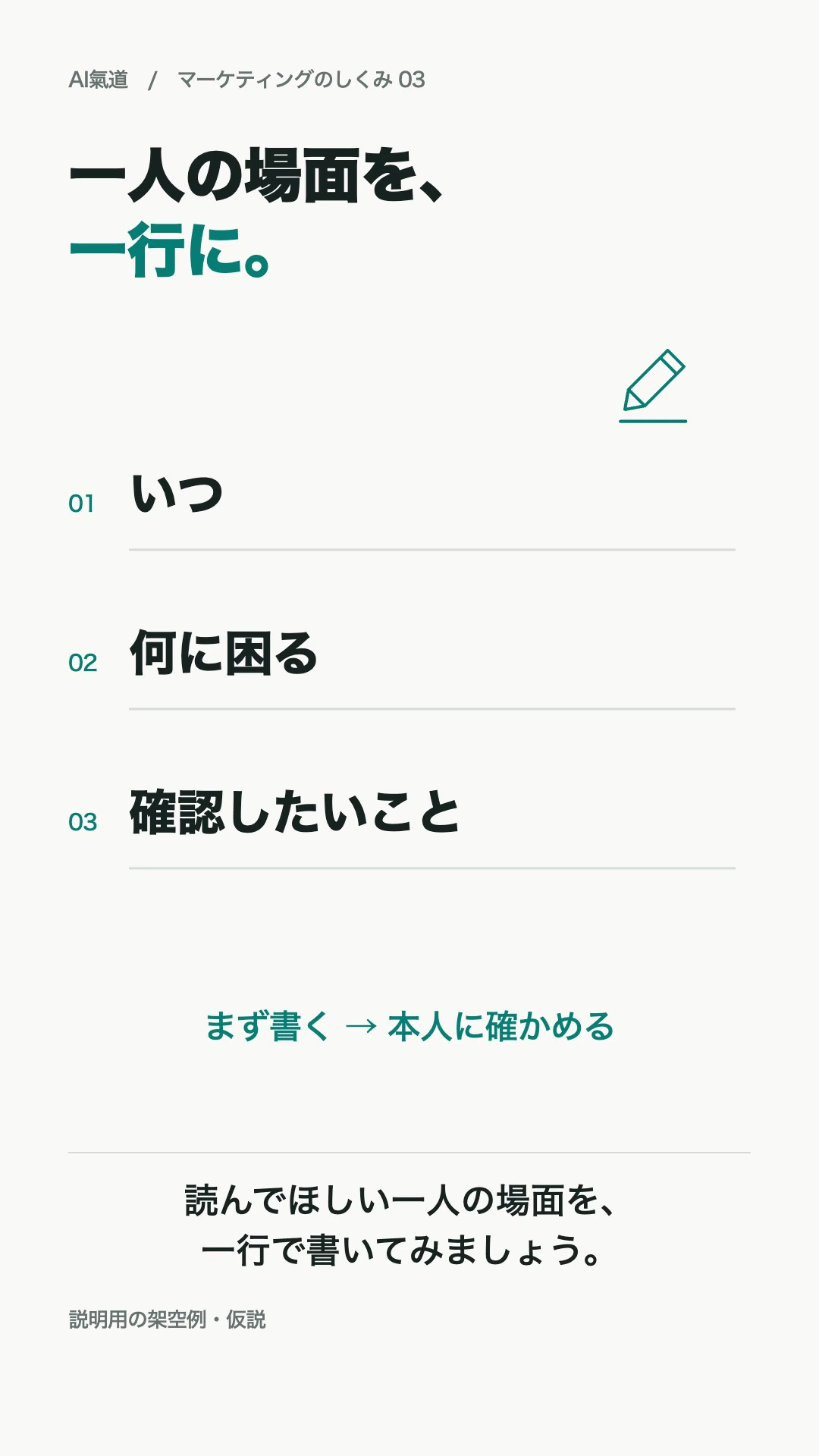 いつ・困りごと・確認したいことの記入欄。第3回動画の実キャプチャ
