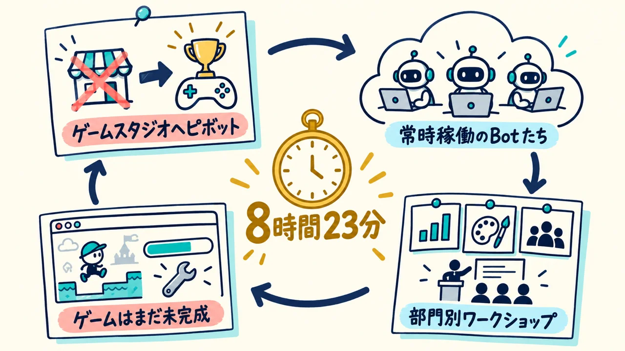 Grok Bot Galaxy2日目にゲームCupcakeを作った流れの図解